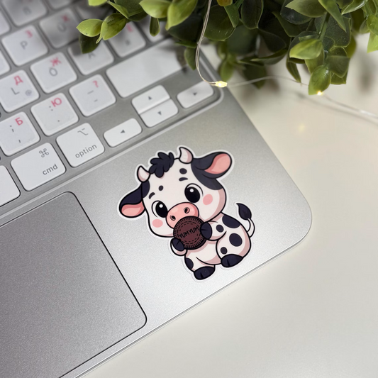 Niedlicher Kuh-Aufkleber – Kawaii Kuh mit Keks, Vinyl Sticker, Planer-Dekoration, Scrapbooking, Geschenkidee, Handgemacht