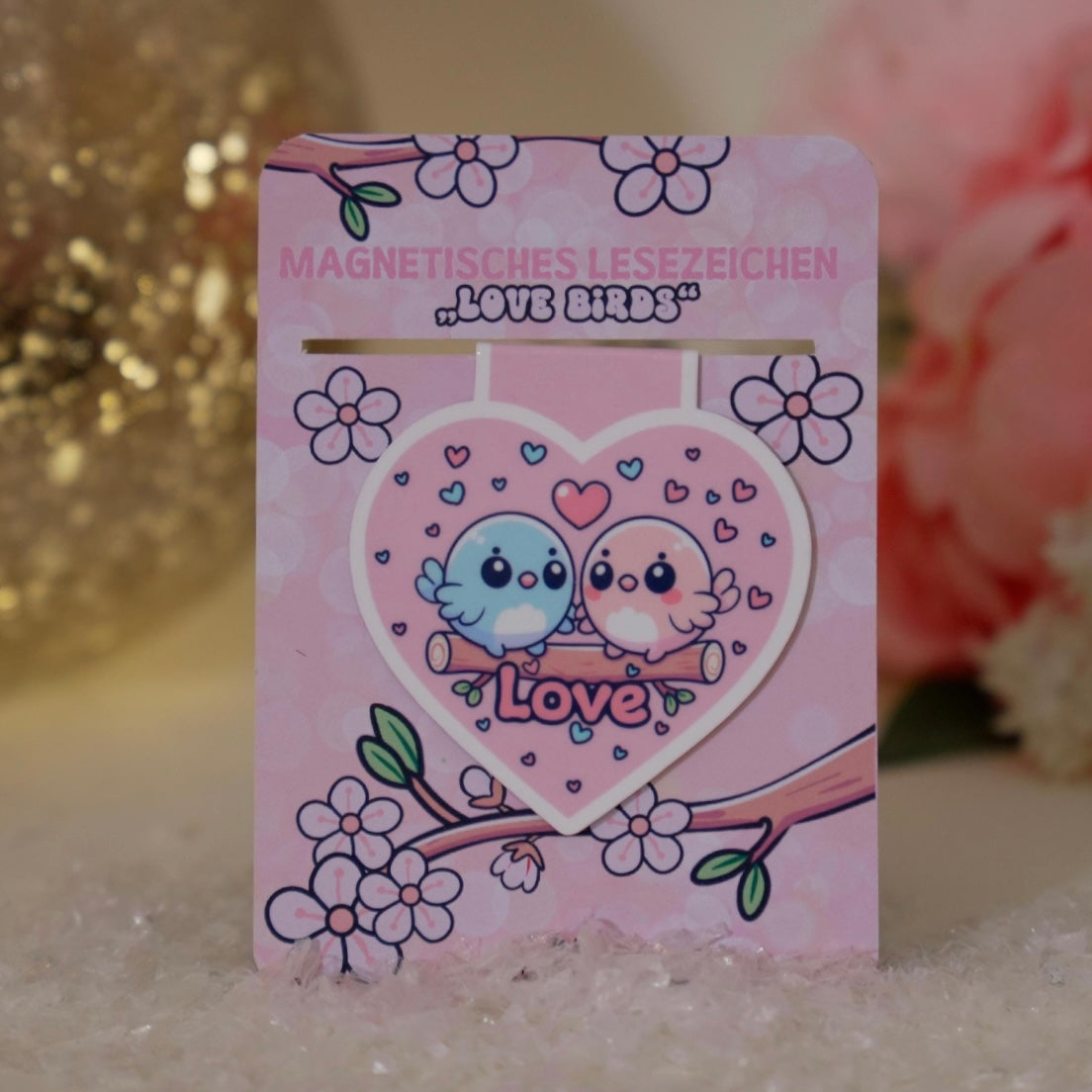 Magnetisches Lesezeichen Love Birds – Handgemacht, süß, Valentinstag Geschenk, Geschenk für Bücherliebhaber