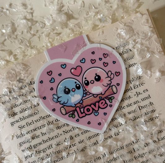 Magnetisches Lesezeichen Love Birds – Handgemacht, süß, Valentinstag Geschenk, Geschenk für Bücherliebhaber