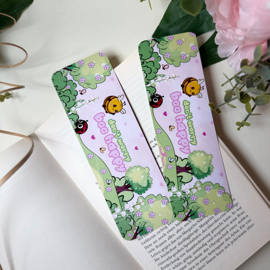 Kawaii Lesezeichen „Don't Worry, Bee Happy“ – Perfekt für Buchliebhaber!