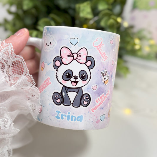 Personalisierte Panda-Tasse mit Namen – Süße Weihnachtsgeschenk für Kinder, Mädchen & Panda-Fans – Kawaii Design mit Cupcake und Herzchen