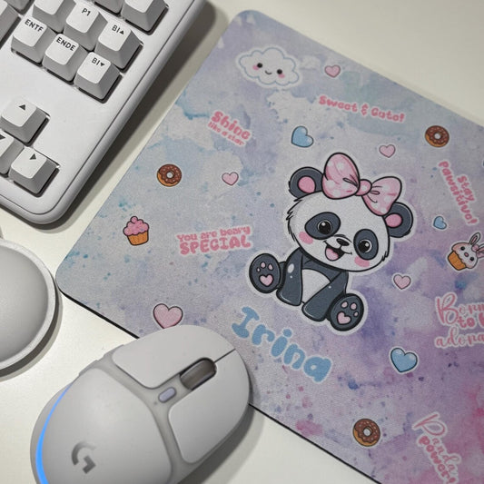 Personalisiertes Mauspad Panda – Niedliches Weihnachtsgeschenk mit Namen, – Büro Deko für Mädchen, Kinder & Panda-Fans