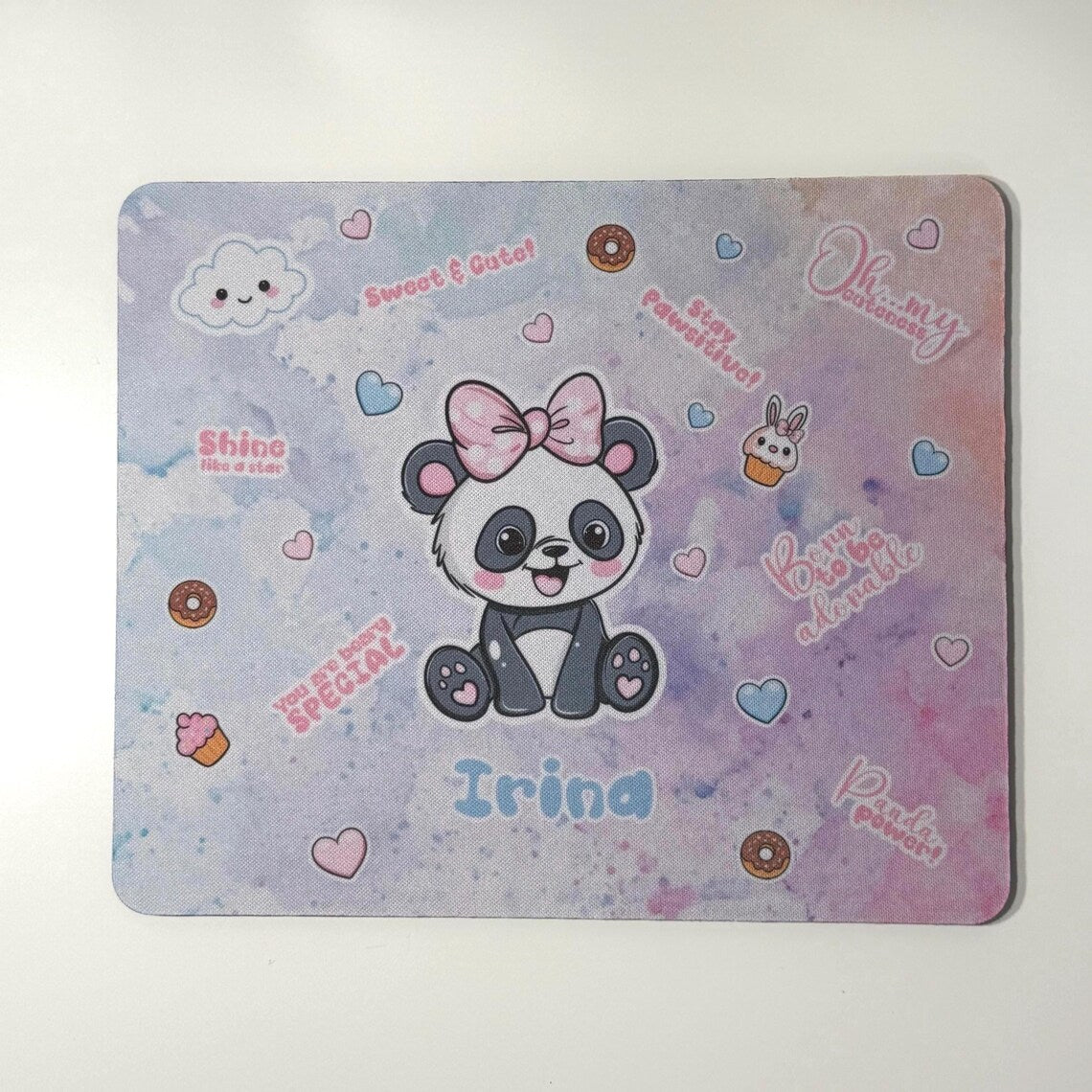 Personalisiertes Mauspad Panda – Niedliches Weihnachtsgeschenk mit Namen, – Büro Deko für Mädchen, Kinder & Panda-Fans