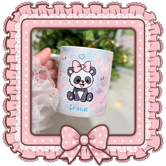 Personalisierte Panda-Tasse mit Namen – Süße Weihnachtsgeschenk für Kinder, Mädchen & Panda-Fans – Kawaii Design mit Cupcake und Herzchen