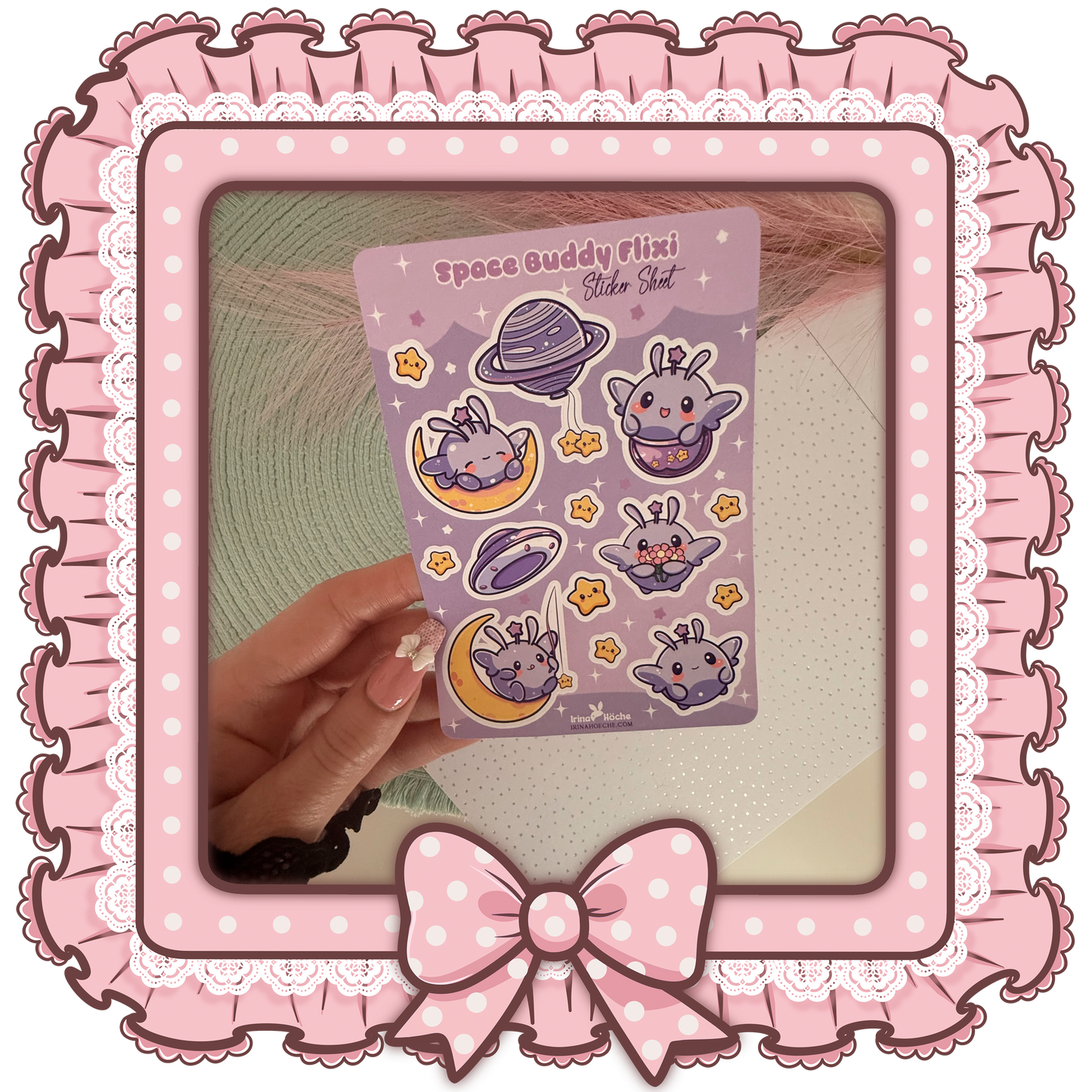 Flixi Galaxy Sticker Sheet – Kawaii Weltraum-Sticker für Bullet Journals & Scrapbooking