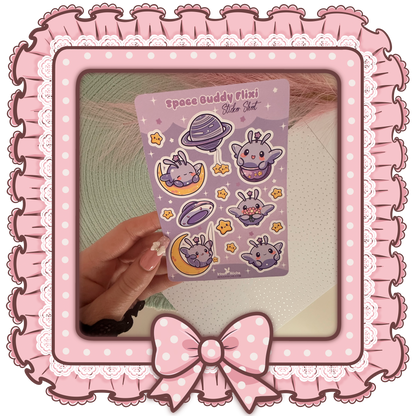 Flixi Galaxy Sticker Sheet – Kawaii Weltraum-Sticker für Bullet Journals & Scrapbooking