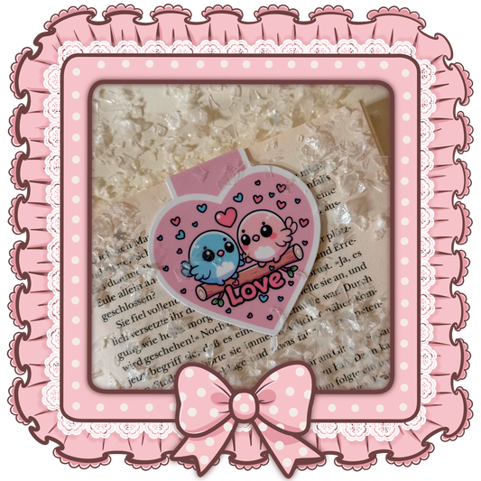 Magnetisches Lesezeichen Love Birds – Handgemacht, süß, Valentinstag Geschenk, Geschenk für Bücherliebhaber