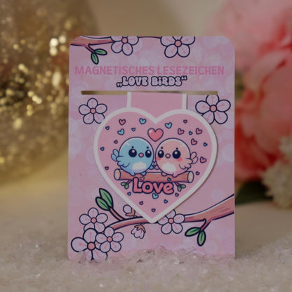 Magnetisches Lesezeichen Love Birds – Handgemacht, süß, Valentinstag Geschenk, Geschenk für Bücherliebhaber