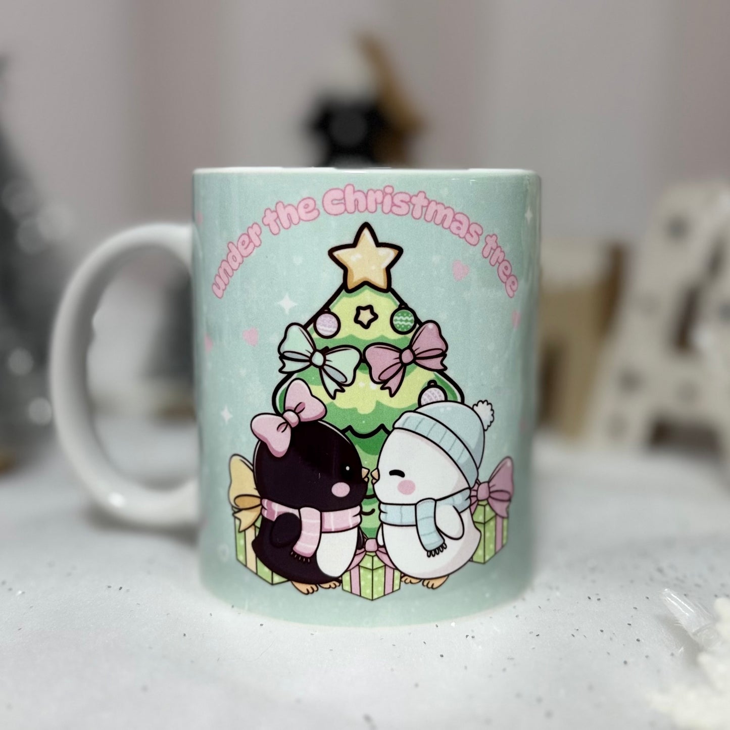 Pinguin Weihnachtstasse | "All I Want for Christmas is You" Becher | Weihnachtsgeschenk für Ihn/Sie | Süße Pinguin Tasse