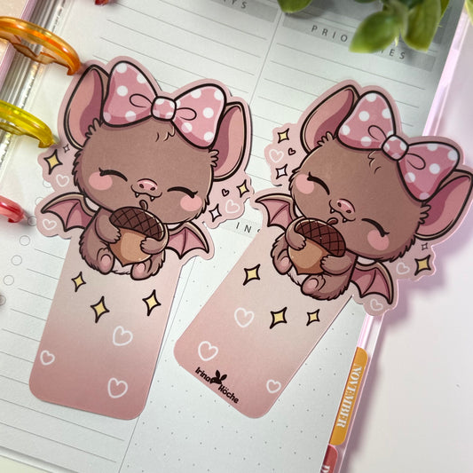 Kawaii Fledermaus Lesezeichen | Laminiert | Niedlich | Buchliebhaber Geschenk
