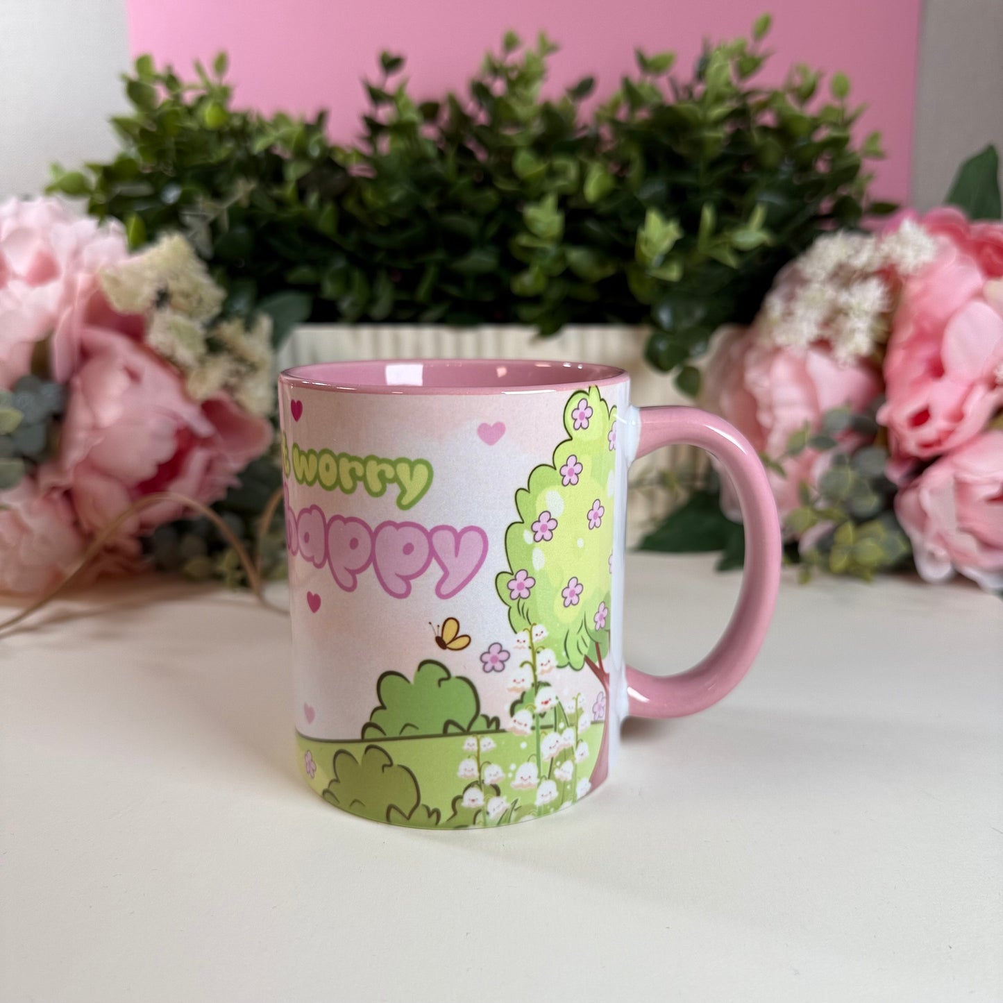 Tasse „Don’t Worry, Bee Happy“ – Stilvolle Keramiktasse mit liebevollem Design