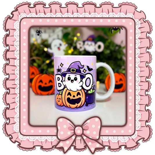 Halloween Tasse Kürbis & Geist - Spooky Kaffeetasse Geschenkidee | Halloween Mug Pumpkin Ghost | Lustige Herbst Geschenk Tasse
