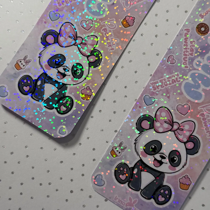 Personalisiertes Panda Lesezeichen – mit deinem Namen, beidseitig bedruckt, holografisch laminiert – Geschenk für Buchliebhaber & Leseratten