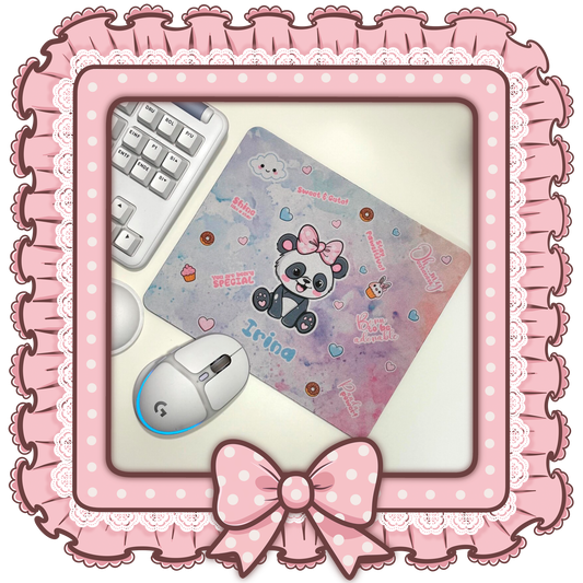 Personalisiertes Mauspad Panda – Niedliches Weihnachtsgeschenk mit Namen, – Büro Deko für Mädchen, Kinder & Panda-Fans