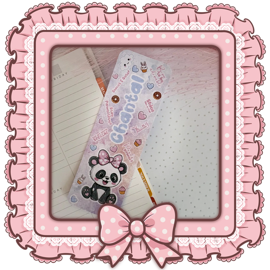 Personalisiertes Panda Lesezeichen – mit deinem Namen, beidseitig bedruckt, holografisch laminiert – Geschenk für Buchliebhaber & Leseratten