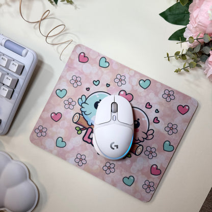 Kawaii Mauspad Rosa – Süßes Love Birds Design | Rutschfest & Weich