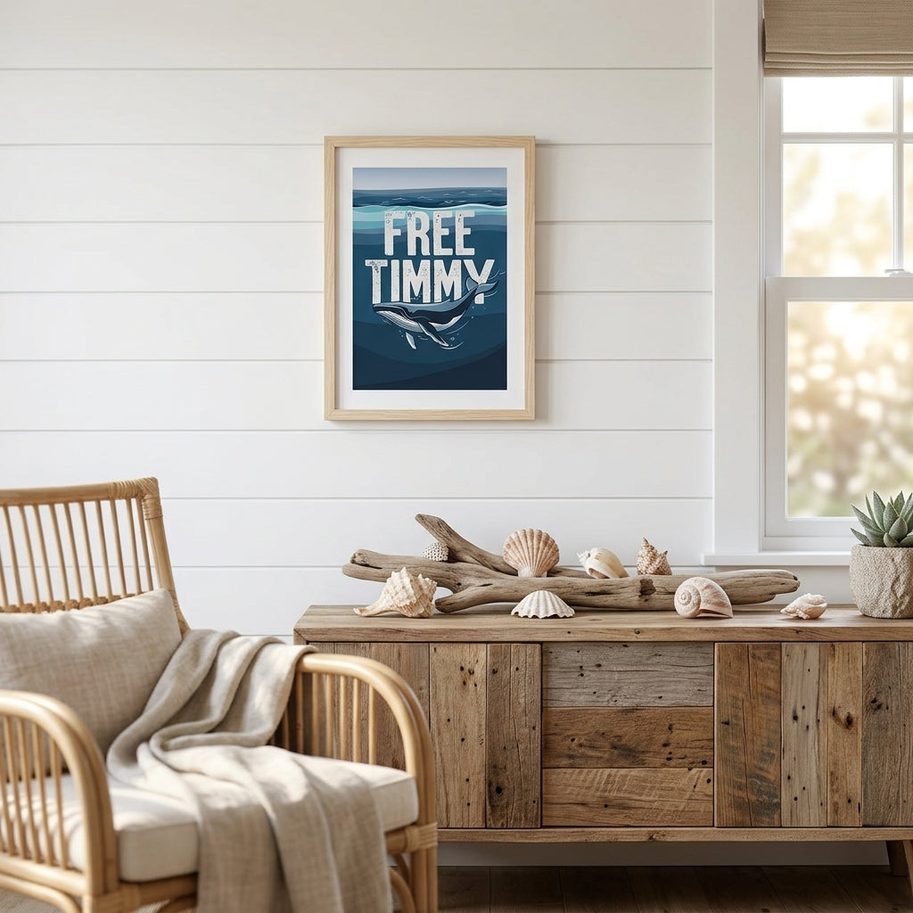 „Free Timmy" Buckelwal Poster A4 - Handgezeichnete Wanddeko