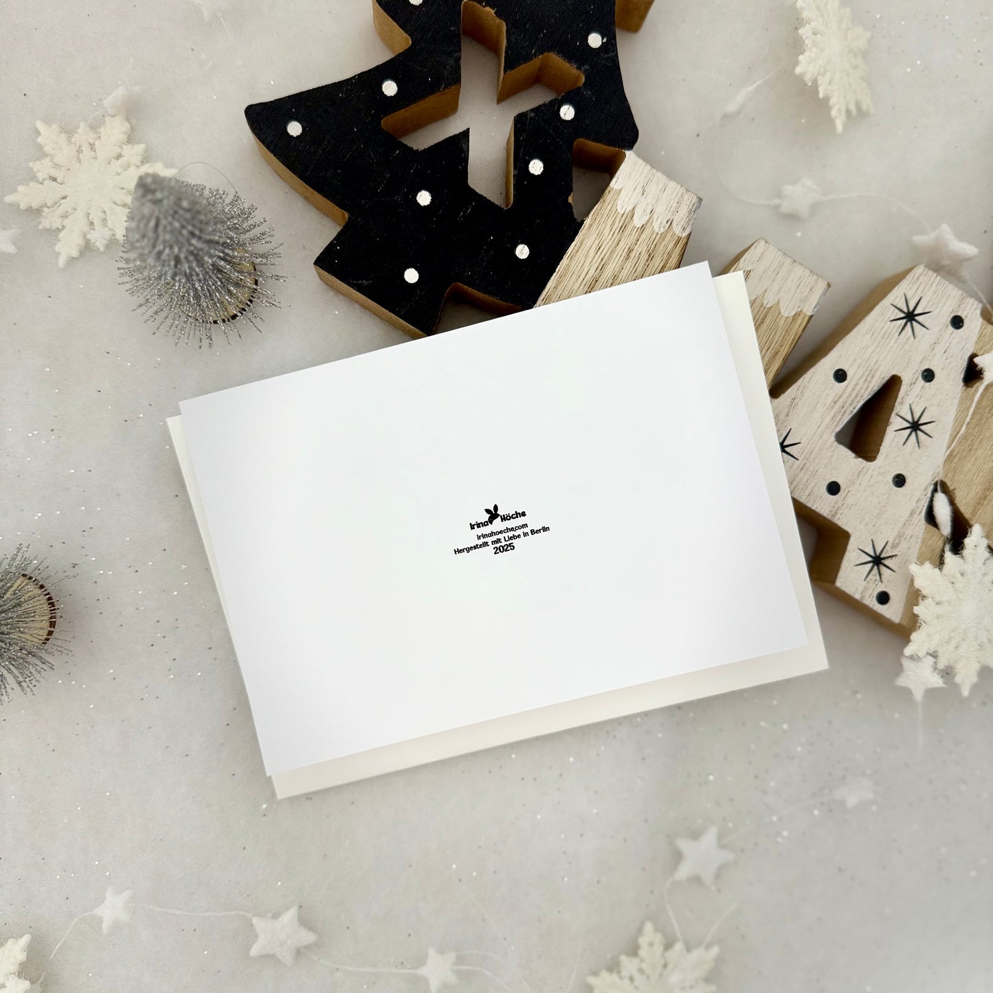 Personalisierte Weihnachtskarte mit süßem Elch – Handgemacht, DIN A6, Inkl. Umschlag & Name nach Wahl