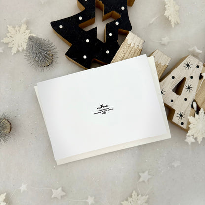 Personalisierte Weihnachtskarte mit süßem Elch – Handgemacht, DIN A6, Inkl. Umschlag & Name nach Wahl