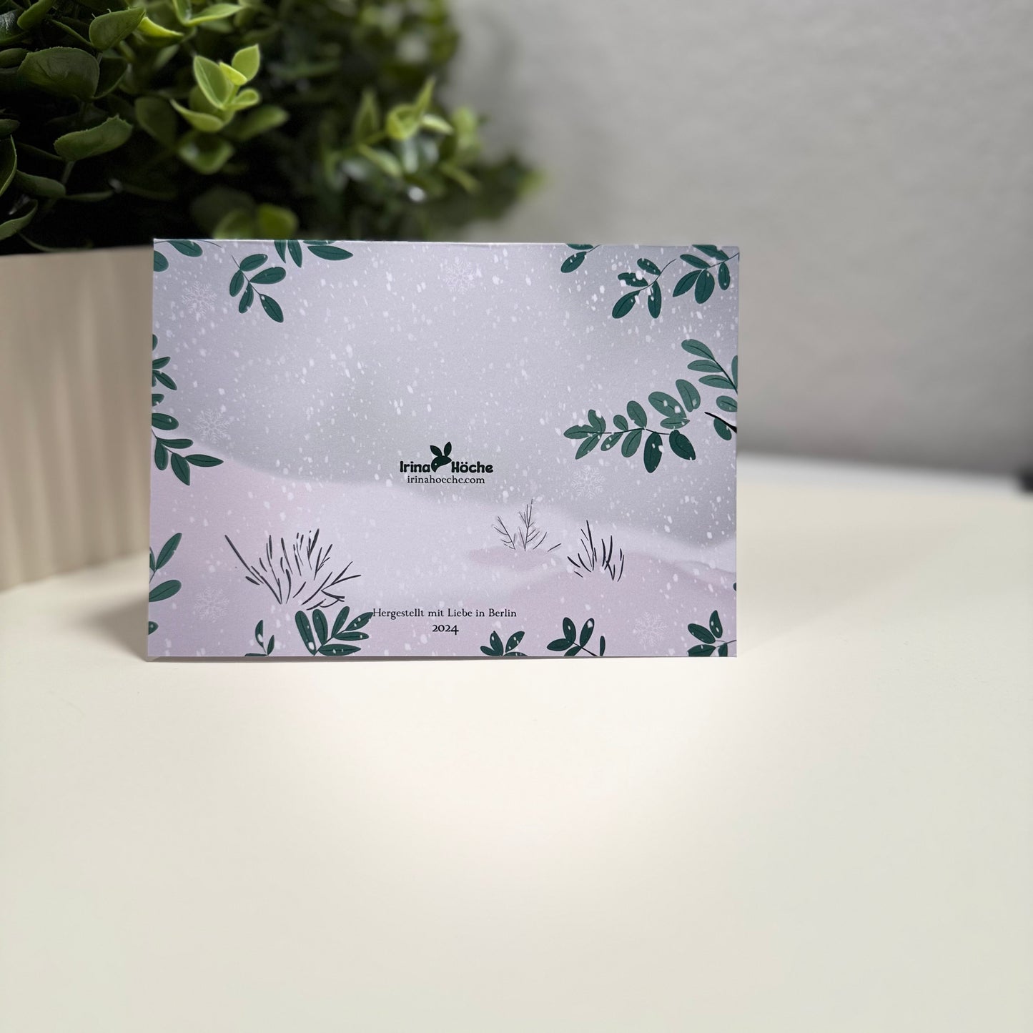 Süße Weihnachtskarte mit Rentier – Frohe Weihnachten – Handgemachte Postkarte, Winterdesign