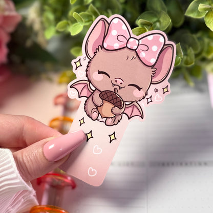 Kawaii Fledermaus Lesezeichen | Laminiert | Niedlich | Buchliebhaber Geschenk