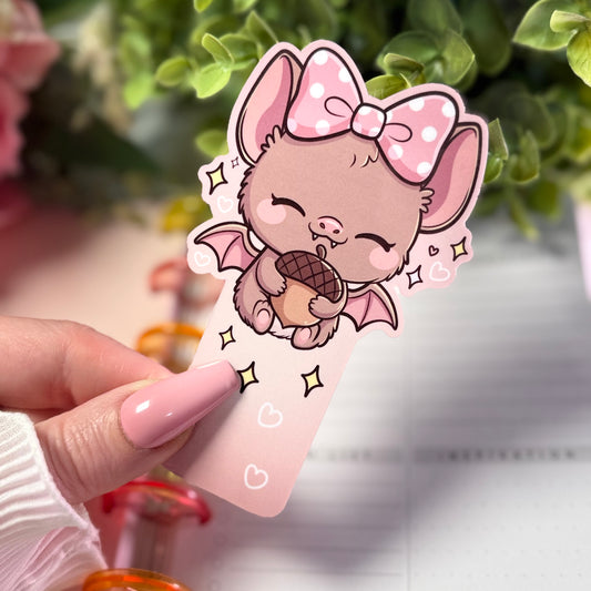 Kawaii Fledermaus Lesezeichen | Laminiert | Niedlich | Buchliebhaber Geschenk