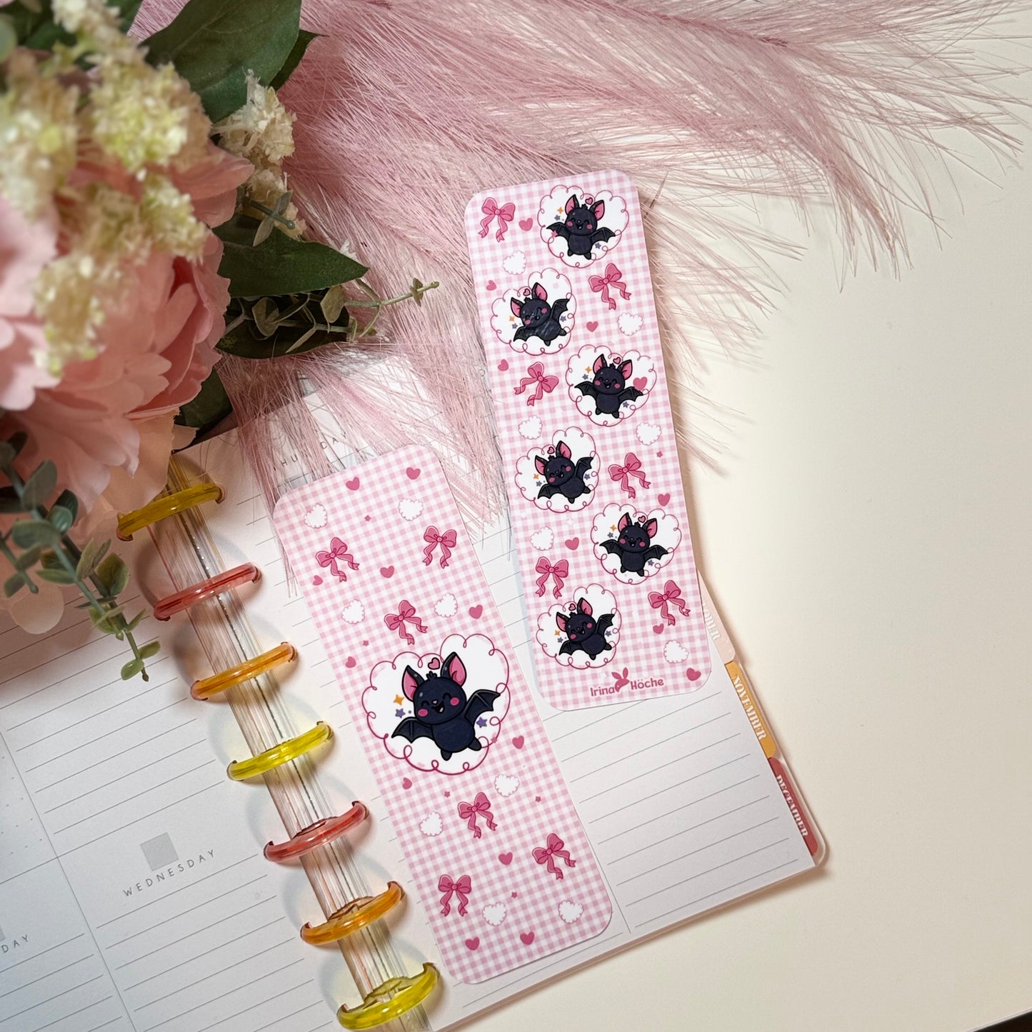 Kawaii Fledermaus Lesezeichen – Süßer Lesebegleiter doppelseitig