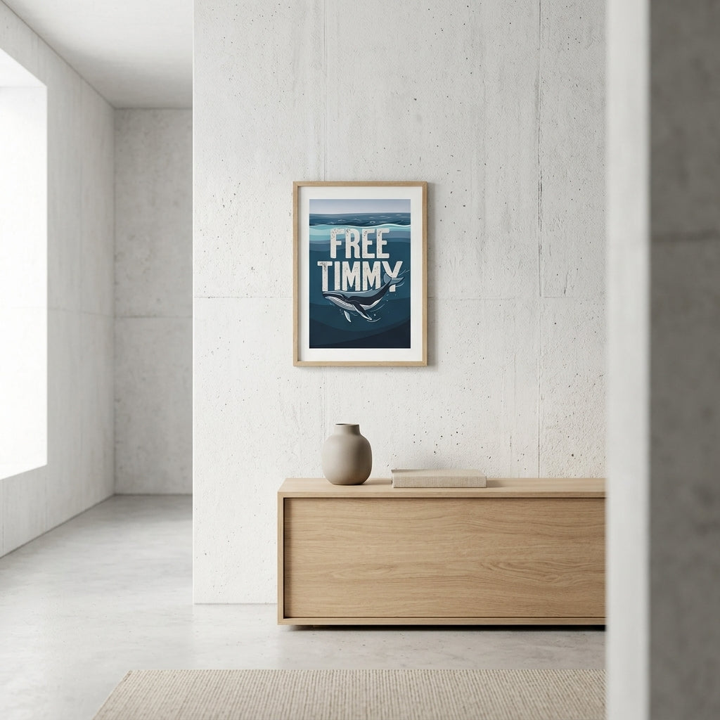 „Free Timmy" Buckelwal Poster A4 - Handgezeichnete Wanddeko