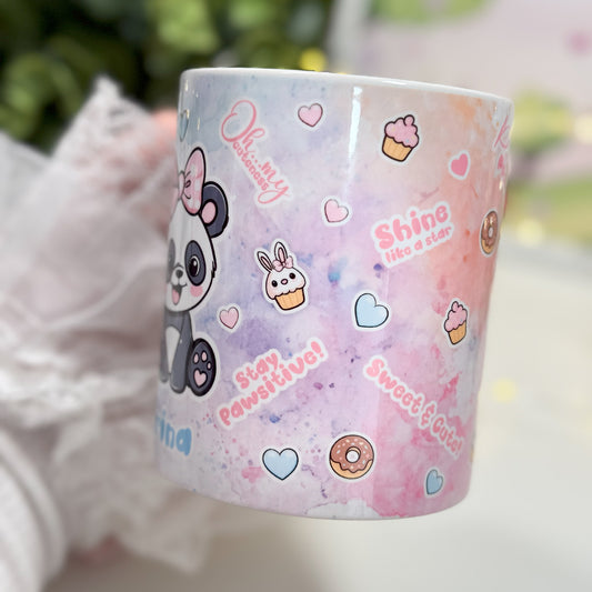 Personalisierte Panda-Tasse mit Namen – Süße Weihnachtsgeschenk für Kinder, Mädchen & Panda-Fans – Kawaii Design mit Cupcake und Herzchen