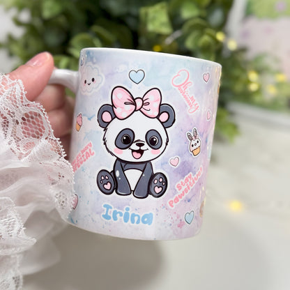 Personalisierte Panda-Tasse mit Namen – Süße Weihnachtsgeschenk für Kinder, Mädchen & Panda-Fans – Kawaii Design mit Cupcake und Herzchen