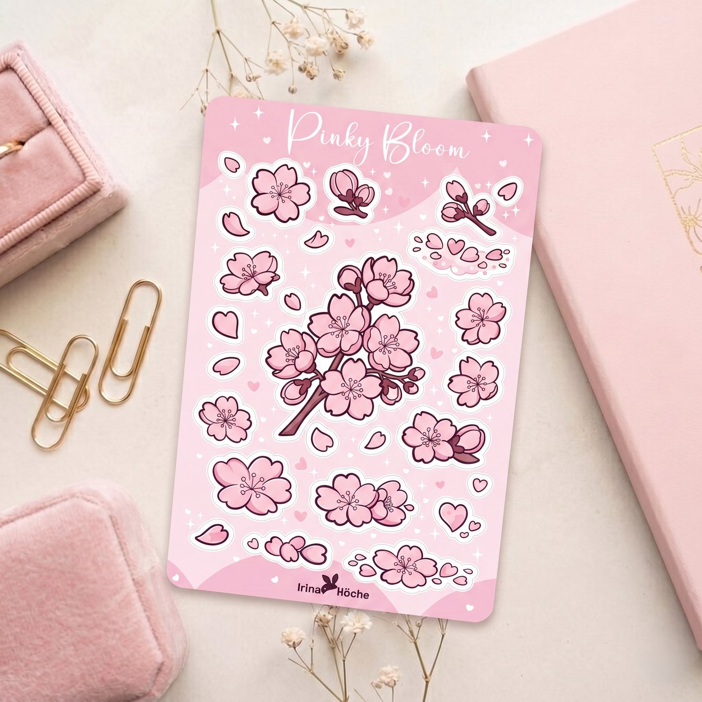 Pinky Bloom Stickerbogen - Kirschblüten Sakura Vinyl Sticker Set