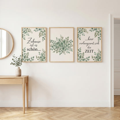 Eukalyptus Poster Set 3-teilig A4 – Wanddeko Zuhause & Wohnzimmer