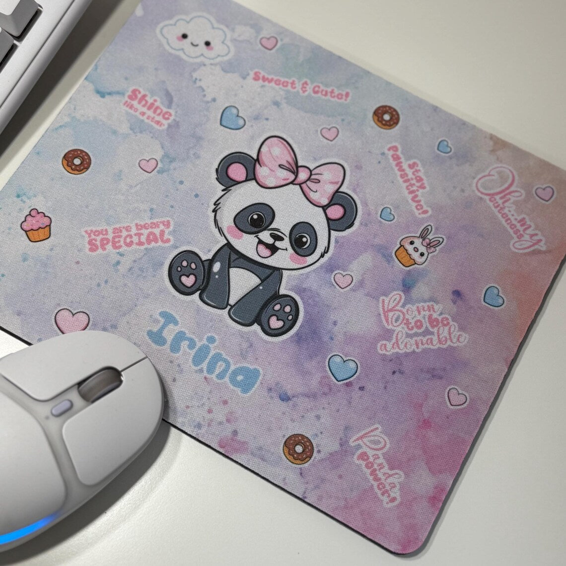 Personalisiertes Mauspad Panda – Niedliches Weihnachtsgeschenk mit Namen, – Büro Deko für Mädchen, Kinder & Panda-Fans