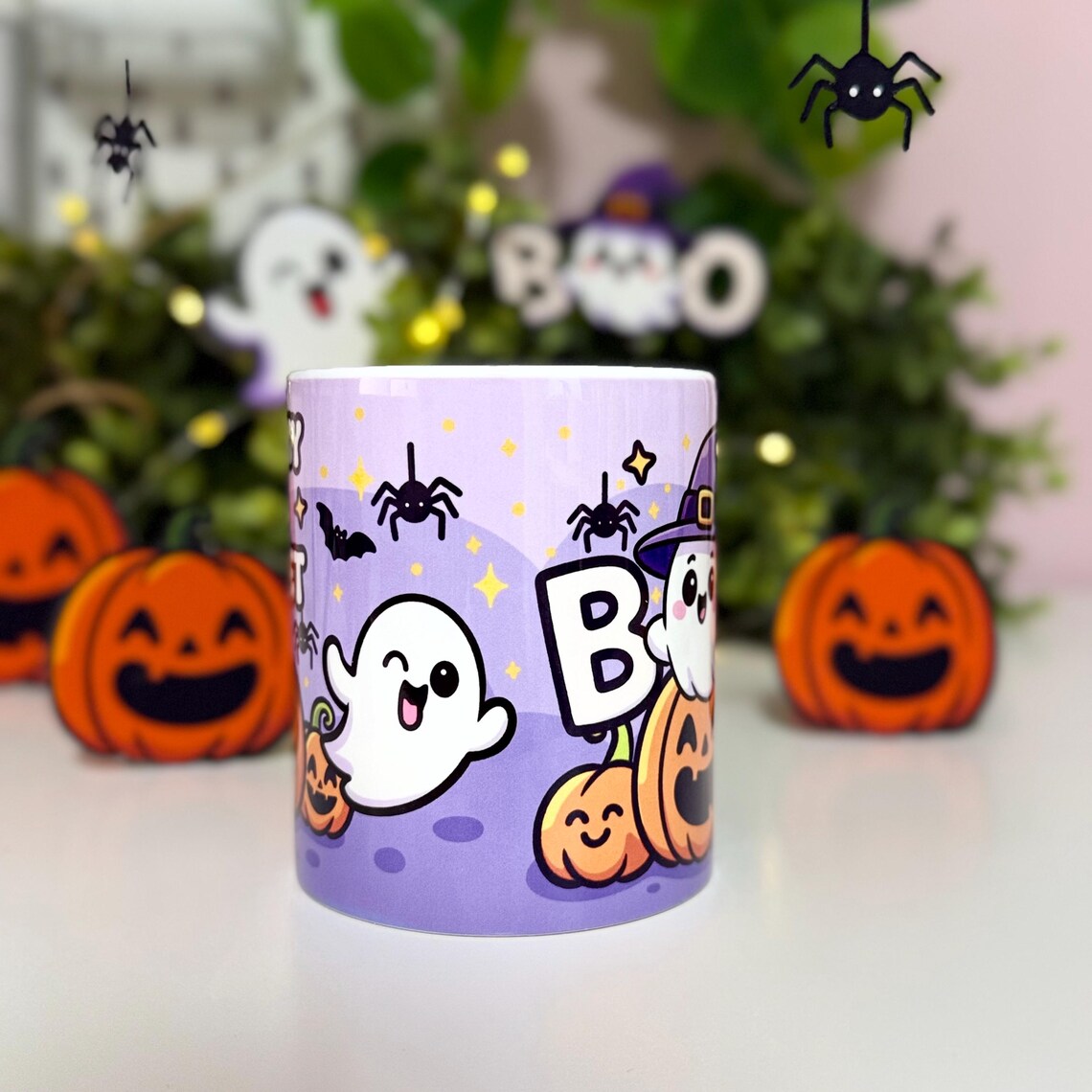 Halloween Tasse Kürbis & Geist - Spooky Kaffeetasse Geschenkidee | Halloween Mug Pumpkin Ghost | Lustige Herbst Geschenk Tasse