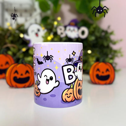 Halloween Tasse Kürbis & Geist - Spooky Kaffeetasse Geschenkidee | Halloween Mug Pumpkin Ghost | Lustige Herbst Geschenk Tasse