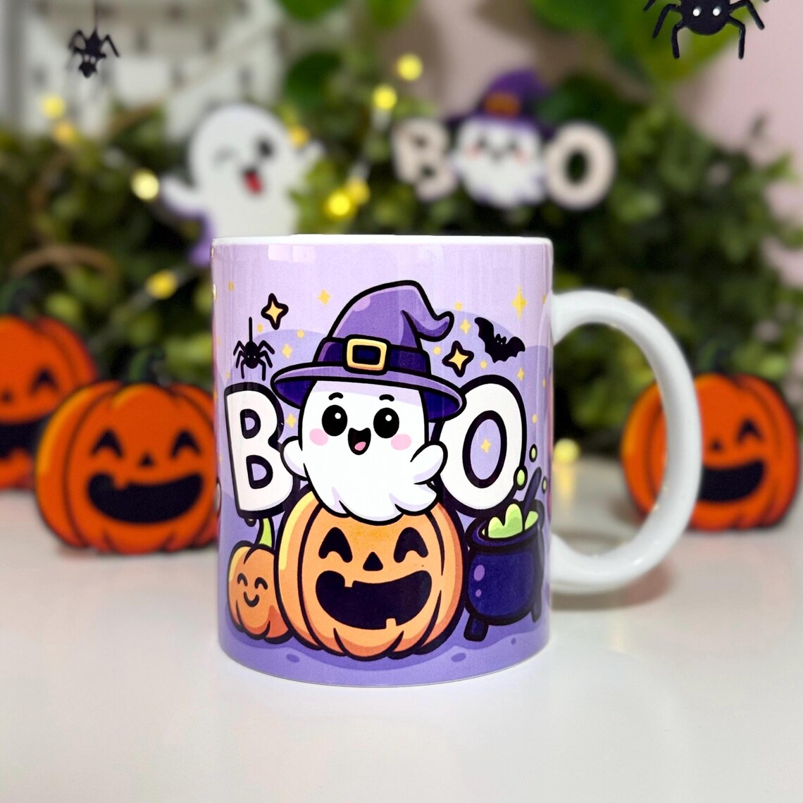 Halloween Tasse Kürbis & Geist - Spooky Kaffeetasse Geschenkidee | Halloween Mug Pumpkin Ghost | Lustige Herbst Geschenk Tasse