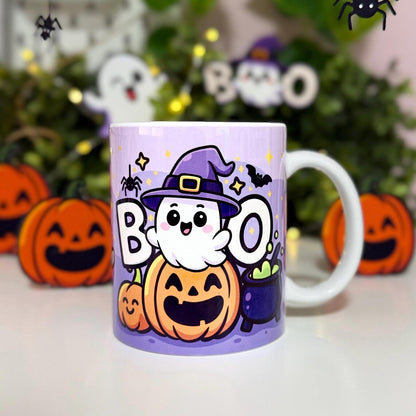 Halloween Tasse Kürbis & Geist - Spooky Kaffeetasse Geschenkidee | Halloween Mug Pumpkin Ghost | Lustige Herbst Geschenk Tasse