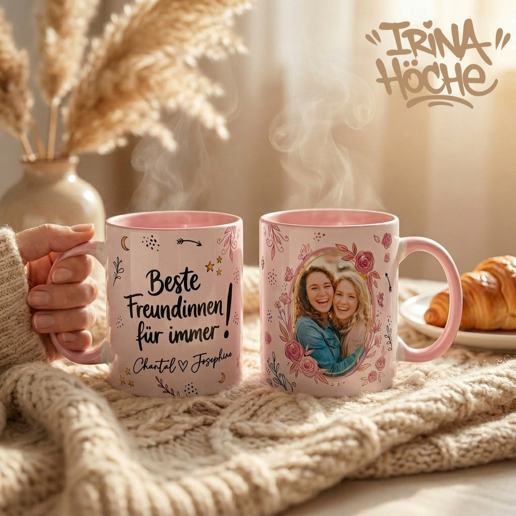 Personalisierte Freundinnen Tasse mit Foto & Namen - Keramik